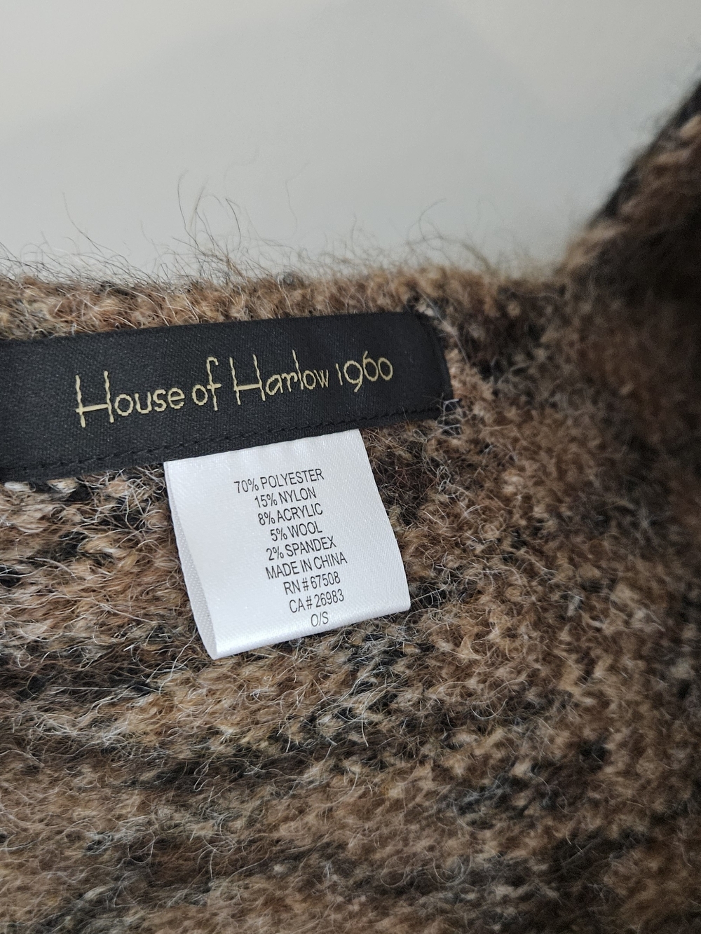 Harlow Brown Animal Print Winter Wool Blend Scarf.